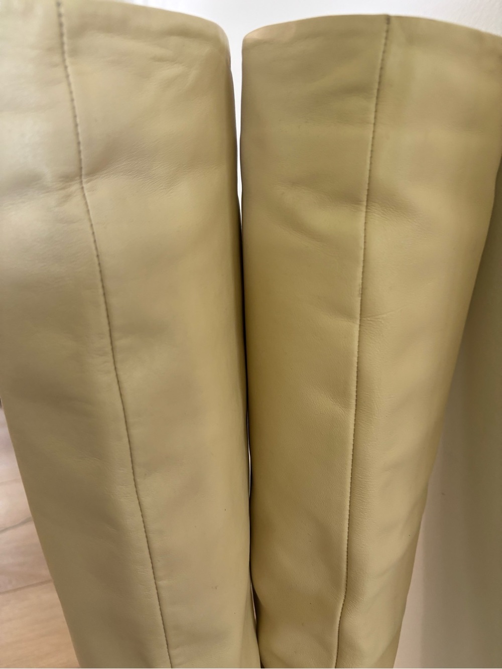Zara Leather Tall Block Heel Boots in Cream/Ecru - Picture 9 of 12